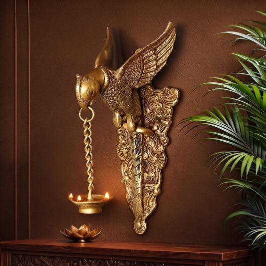 Garuda Wall Hanging Brass Diya Lamp