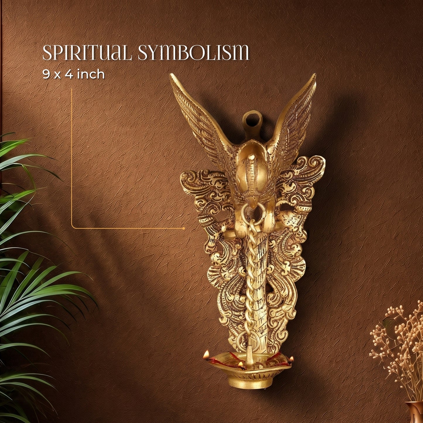 Garuda Wall Hanging Brass Diya Lamp