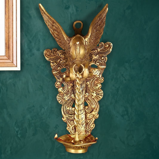 Garuda Wall Hanging Brass Diya Lamp