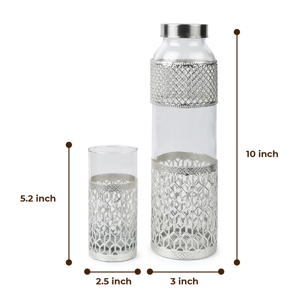 German Silverware Bottle & Glass Set | Premium Blue Velvet Gift Box