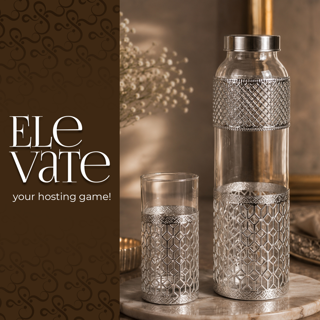 German Silverware Bottle & Glass Set | Premium Blue Velvet Gift Box