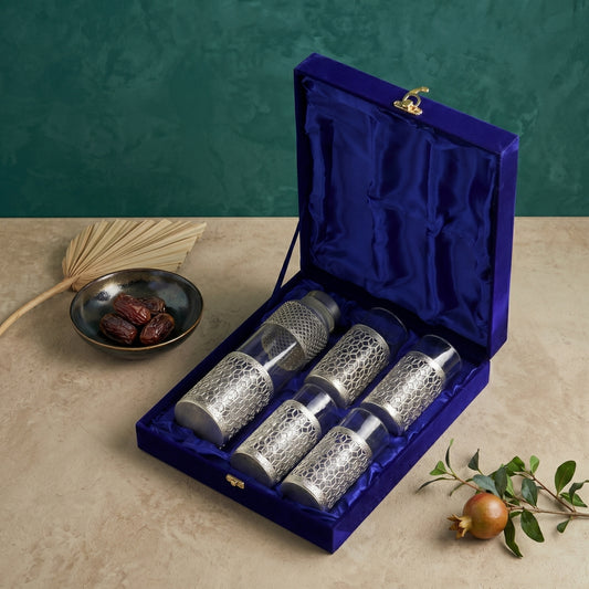 German Silverware Bottle & Glass Set