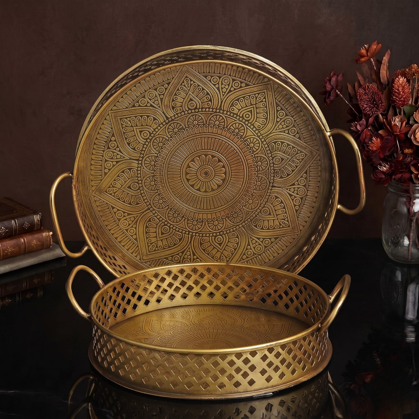 Golden Mandala Tray Set