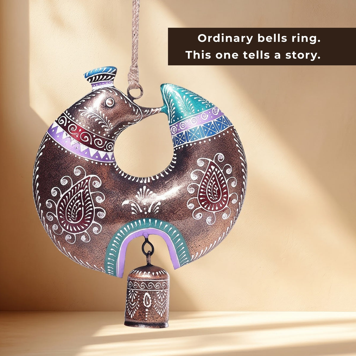 Handcrafted Peacock Bell - handcrafted decor by Yura Designs