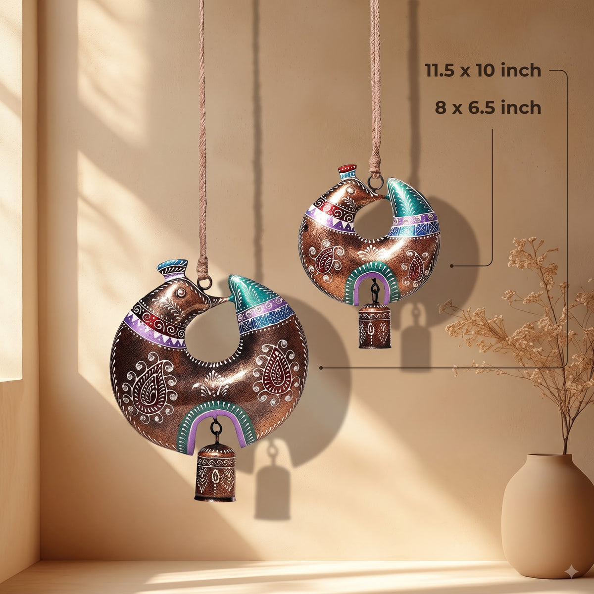 Handcrafted Peacock Bell - handcrafted decor by Yura Designs