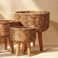 Handmade Twisted Jute Rope Planters In Light Brown Set 3 - handcrafted decor by Yura Designs