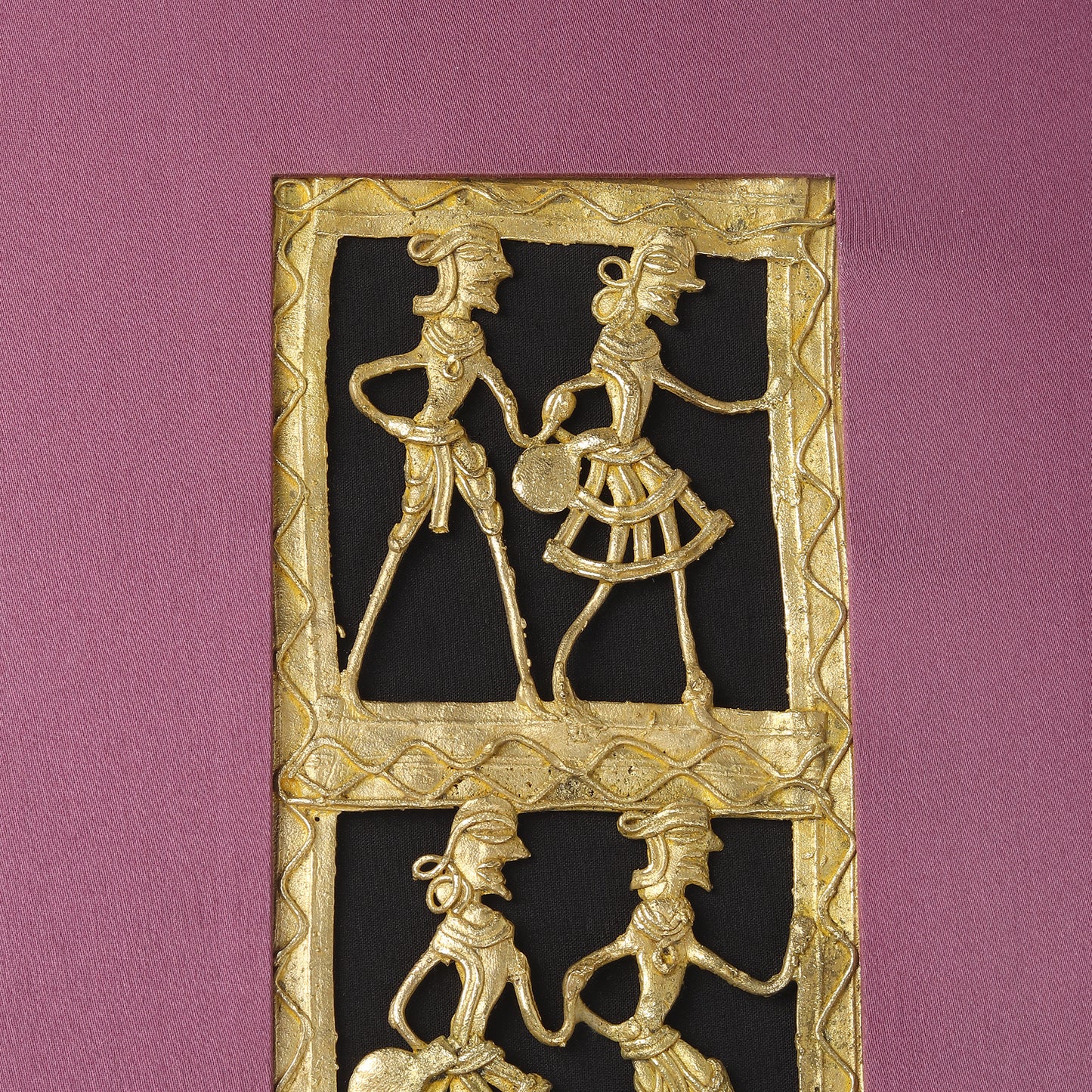 Dhokra Wall Art | Handcrafted Brass Tribal Art | Six Dancing Women | 18.2×10.2 inch