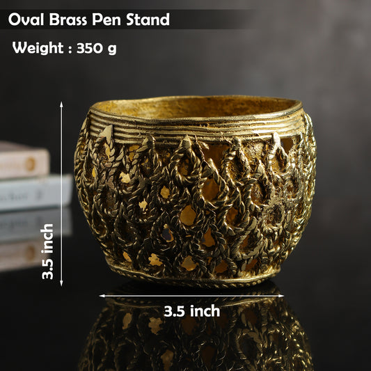 Oval Brass Pen Stand