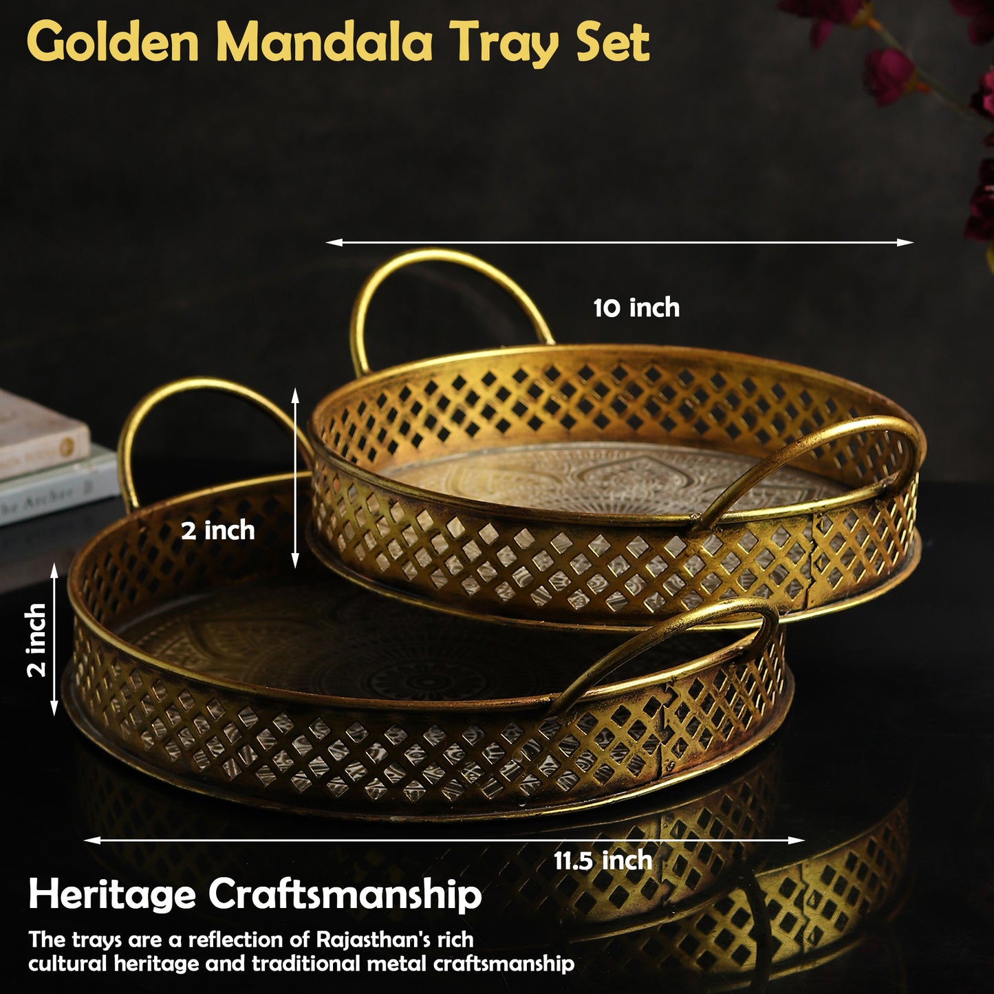 Golden Mandala Tray Set