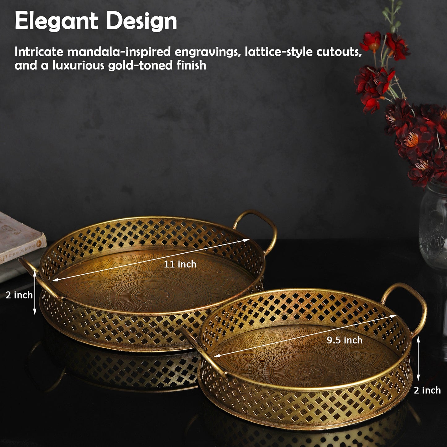 Golden Mandala Tray Set