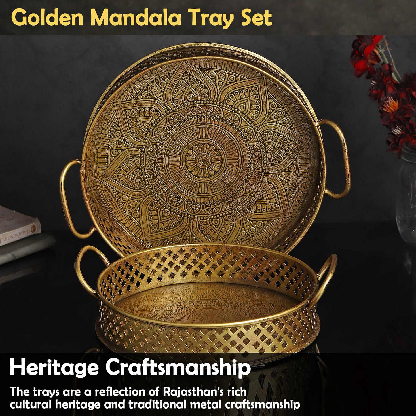 Golden Mandala Tray Set