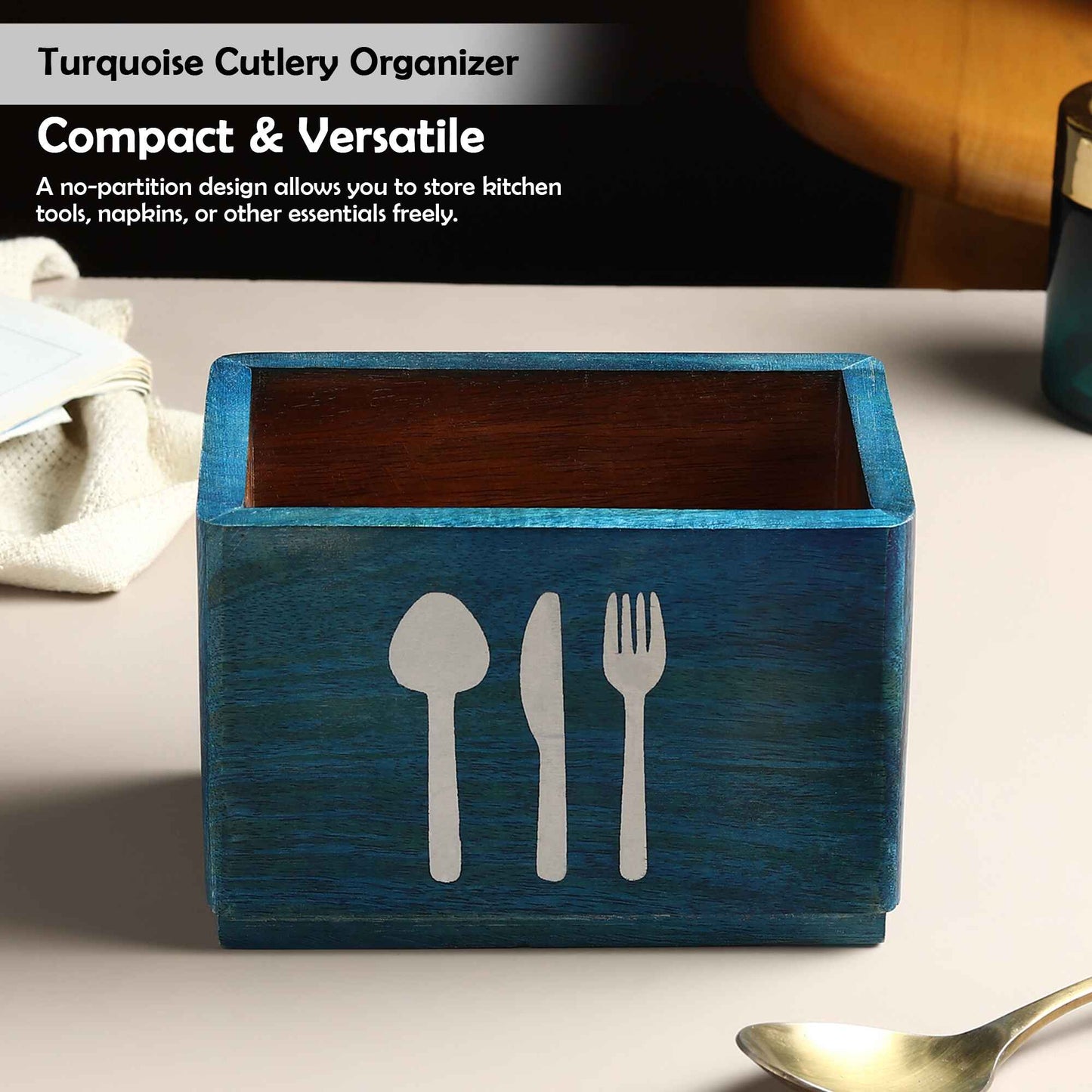 Turquoise Cutlery Organizer + Kitchen Tools Organize
