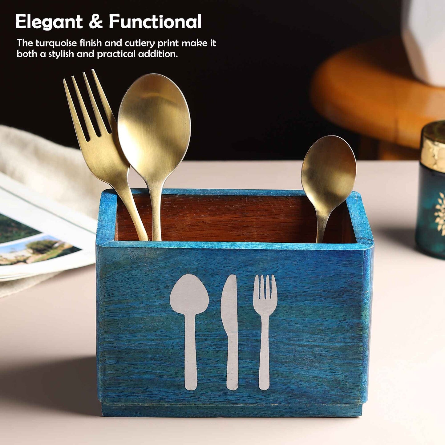 Turquoise Cutlery Organizer + Kitchen Tools Organize