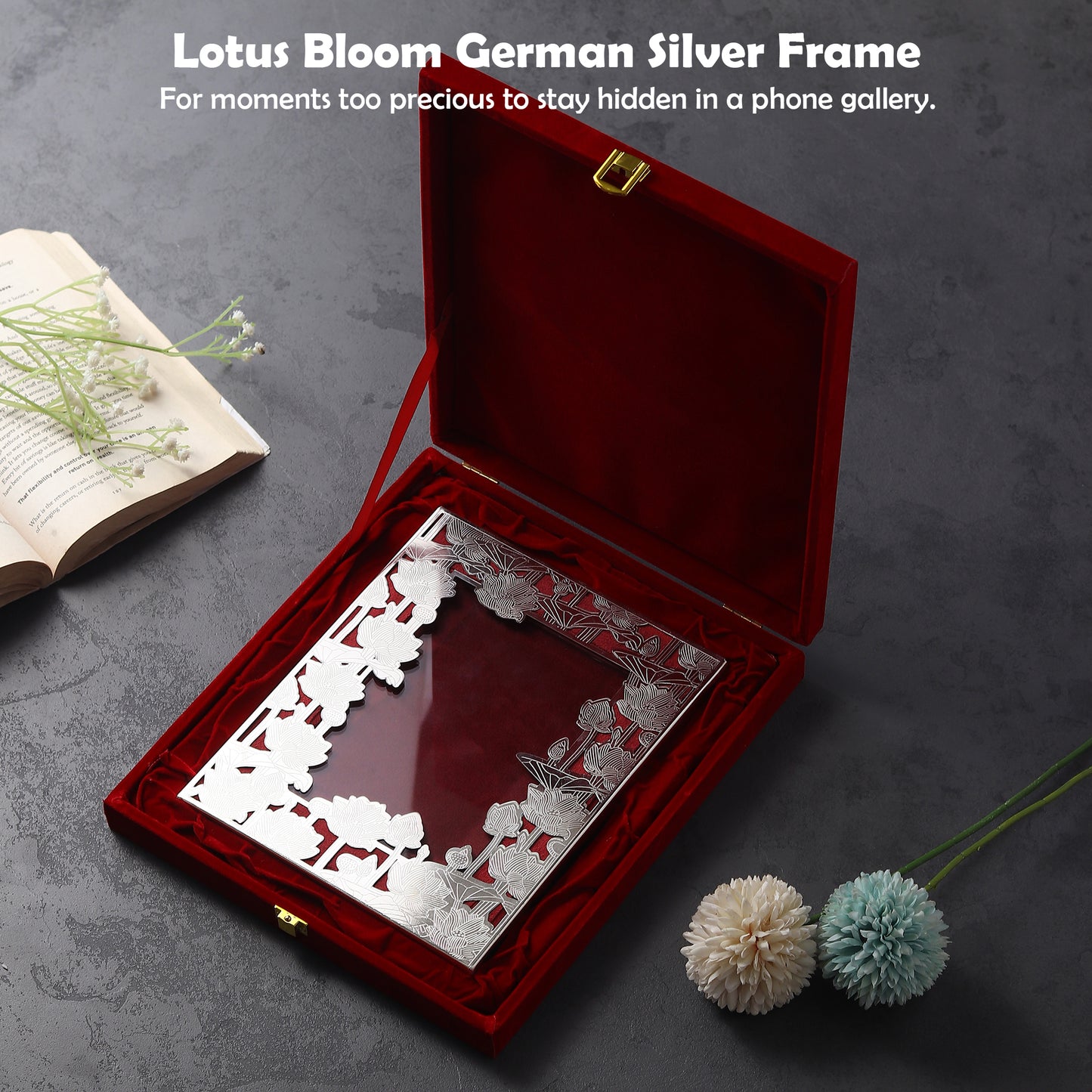 Lotus Bloom German Silver Frame