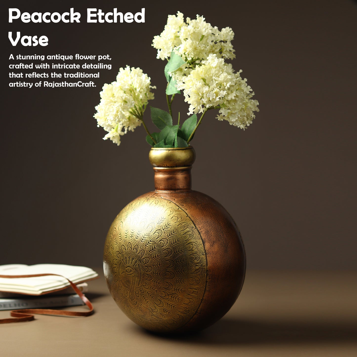 Peacock Etched Vase