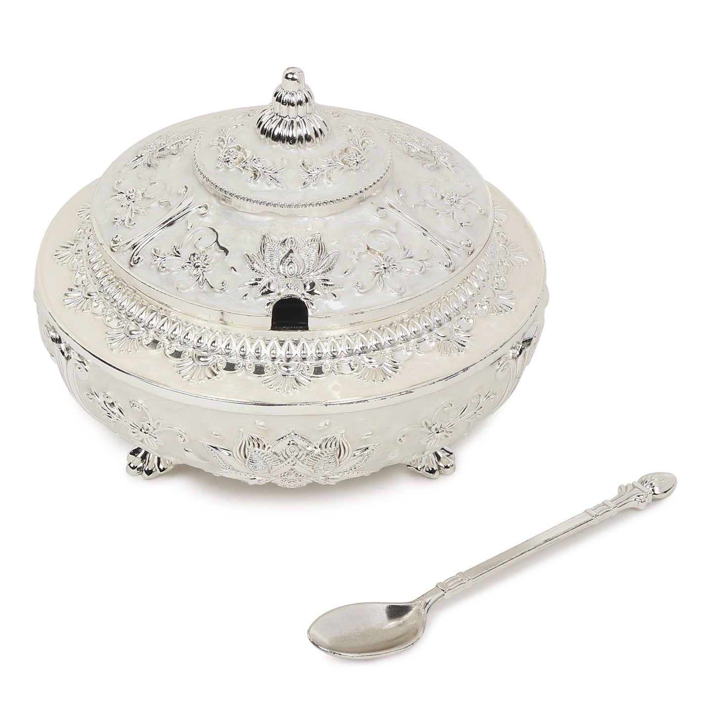 German Silver Bowl With Spoon