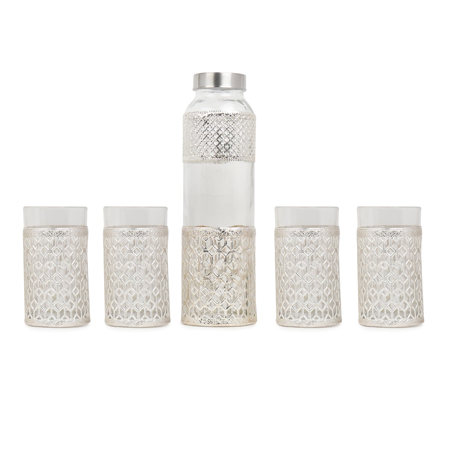German silverware bottle & glass set of 4