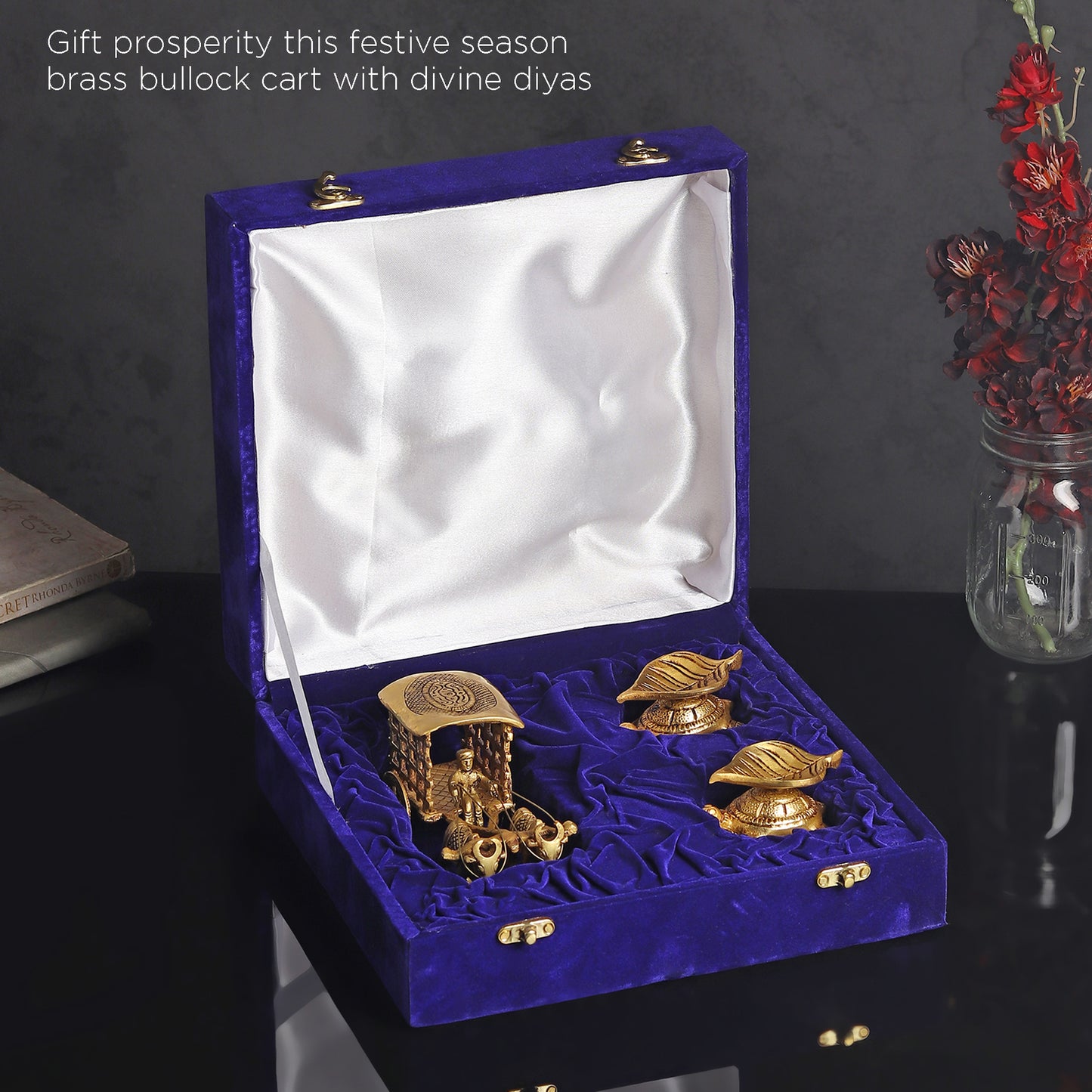 Brass Bullock Cart & Kuber Diyas
