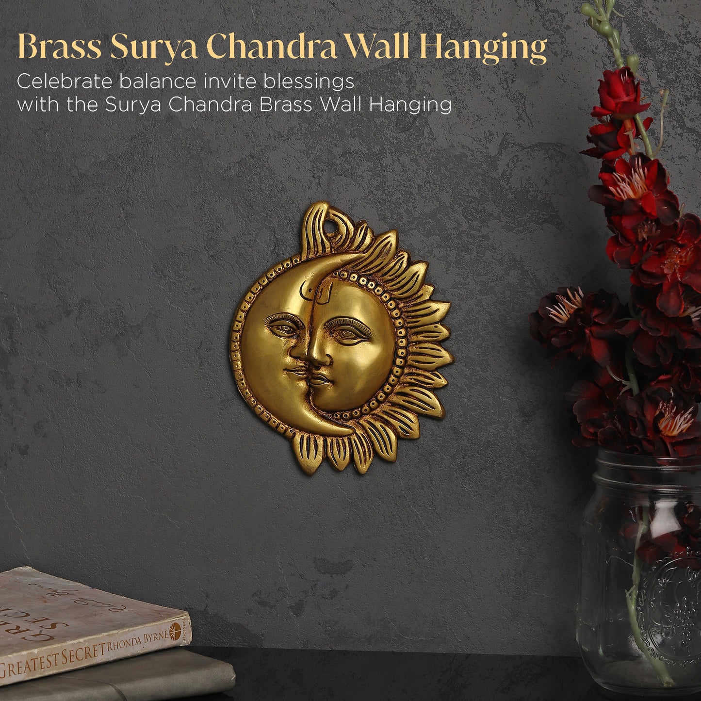 Brass Surya-Chandra Wall Hanging