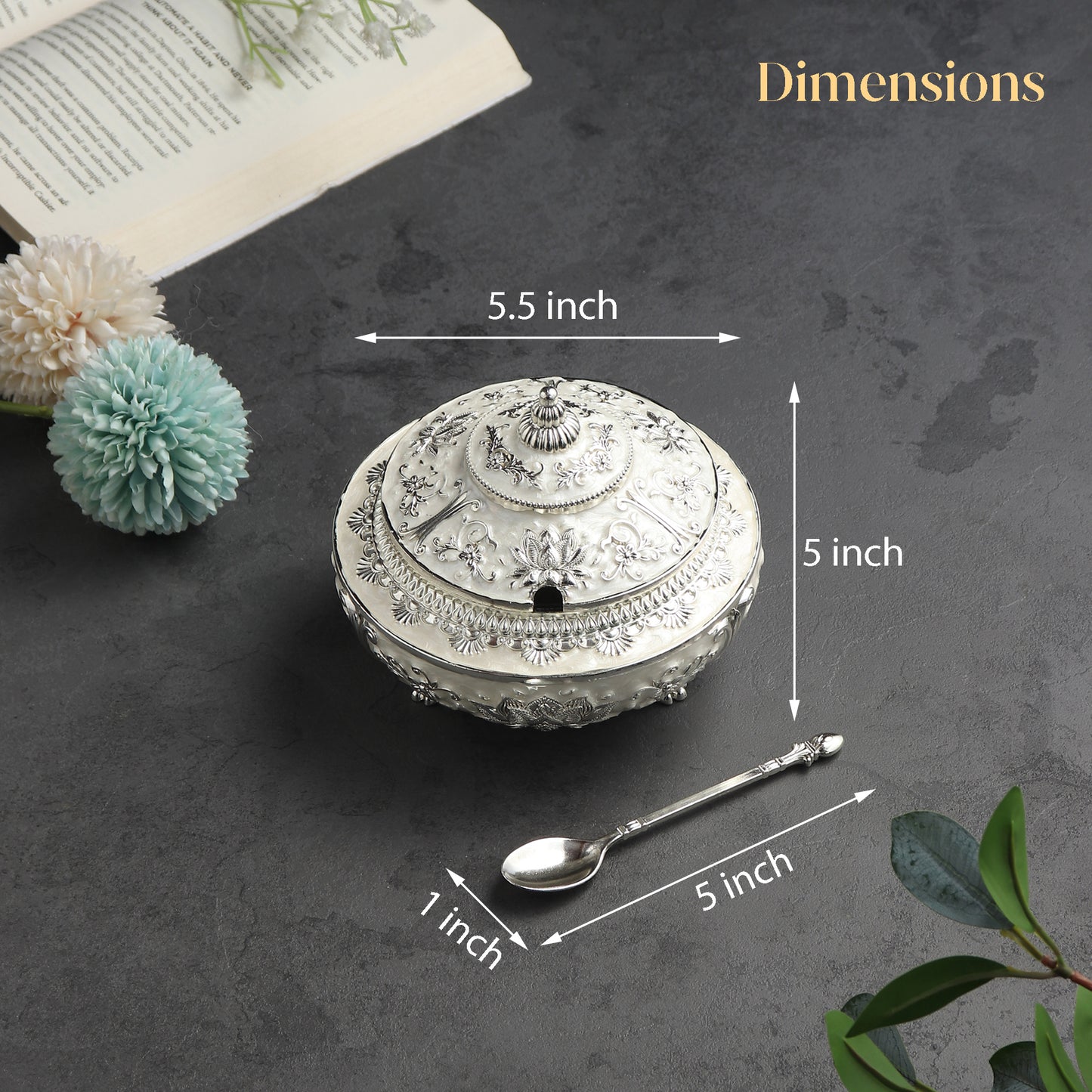 German Silver Bowl With Spoon