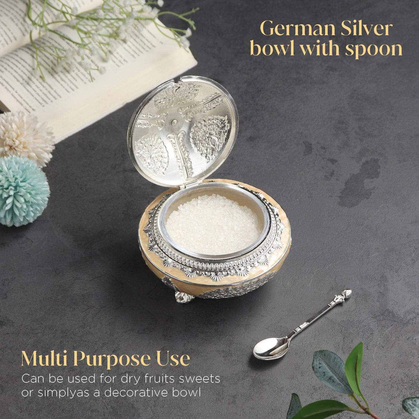 German Silver bowl with spoon