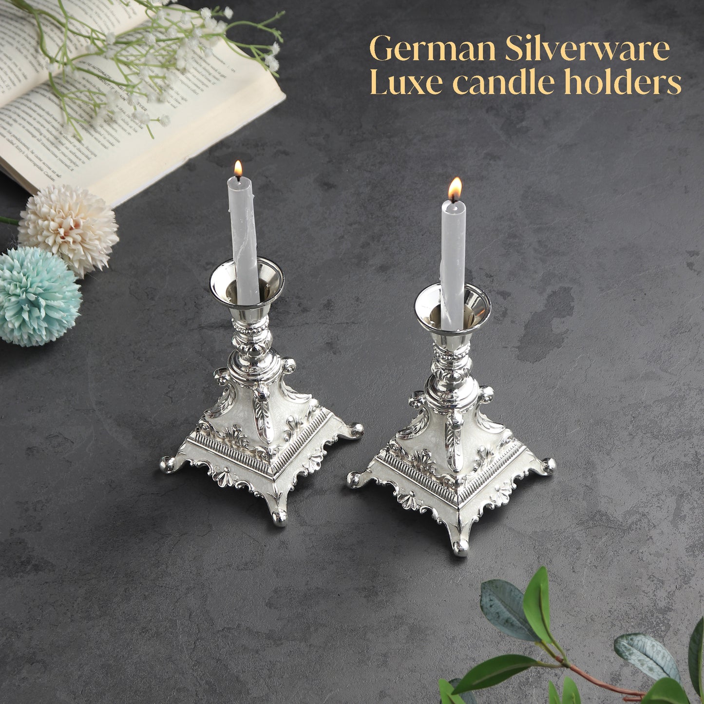 German Silverware Luxe Candle Holders