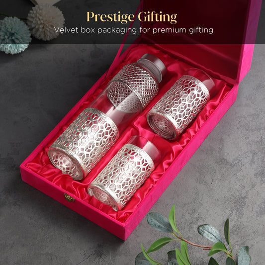 German silverware bottle & glass set of 2