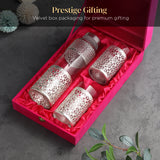 German silverware bottle & glass set of 2
