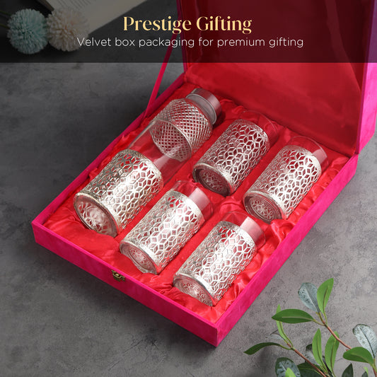 German silverware bottle & glass set of 4