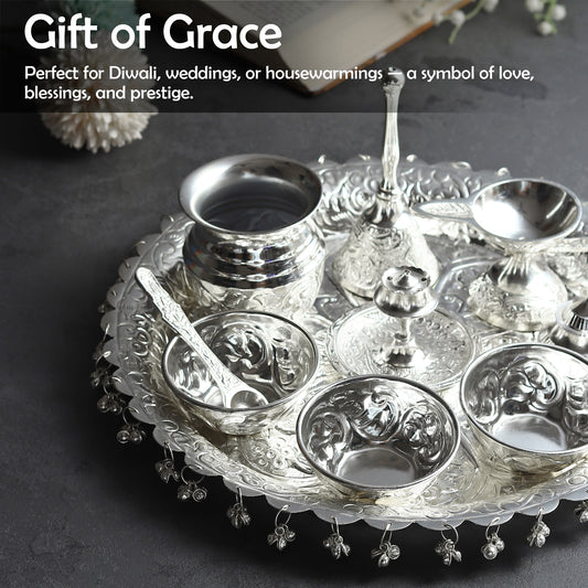 Silver Puja Thali - Auspicious Elegance in Every Ritual