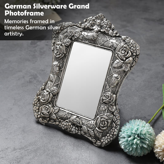 German Silverware Handcrafted Grand Photo Frame | 9×7.5 inch | Premium Blue Velvet Gift Box