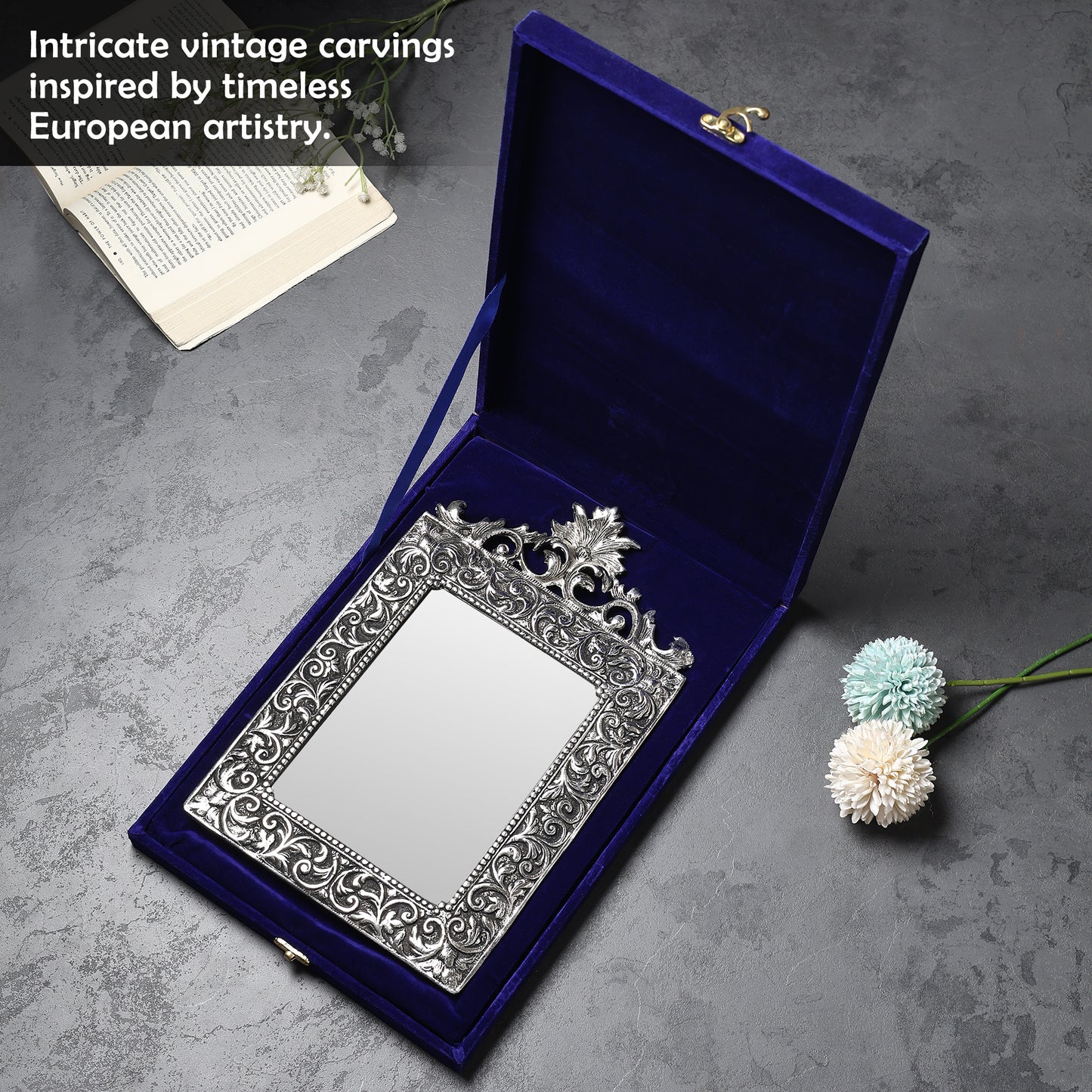 German Silverware Handcrafted Regal Photo Frame | 13×8.5 inch | Premium Blue Velvet Gift Box