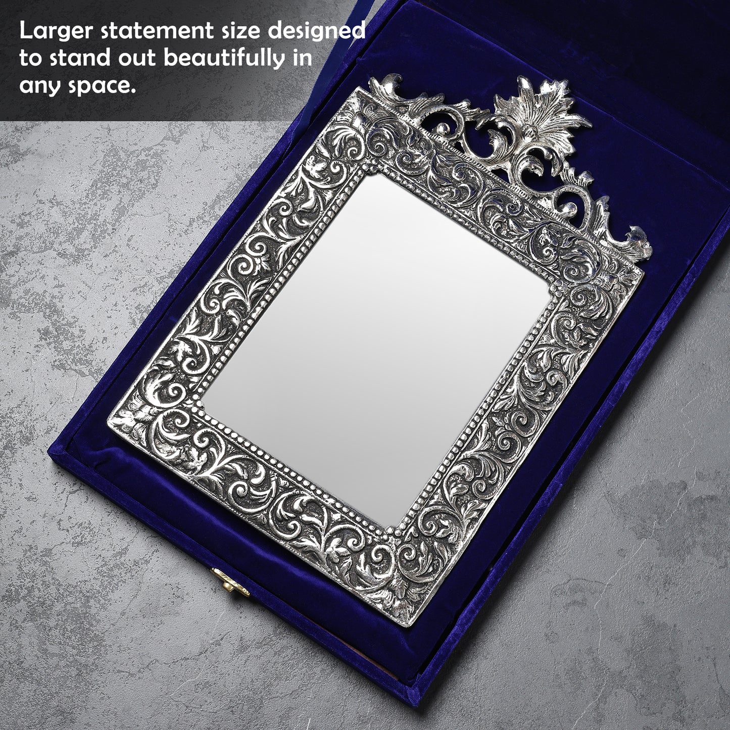 German Silverware Handcrafted Regal Photo Frame | 13×8.5 inch | Premium Blue Velvet Gift Box