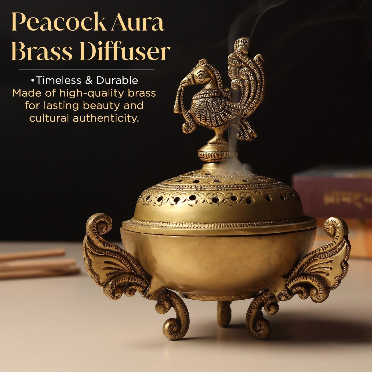 Yu Diffuser Peacock Aura Handcrafted Brass Aroma Diffuser – Yura Designs