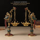 Peacock Pair Brass Hanging Diyas (Set of 2)