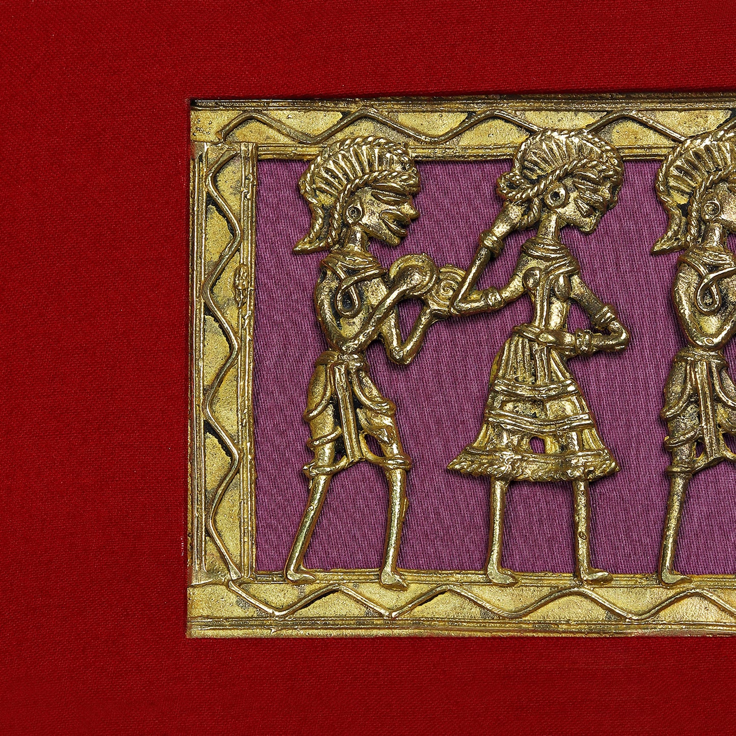 Dhokra Wall Art | Four Tribal Figures in Procession |10×11.6 inch
