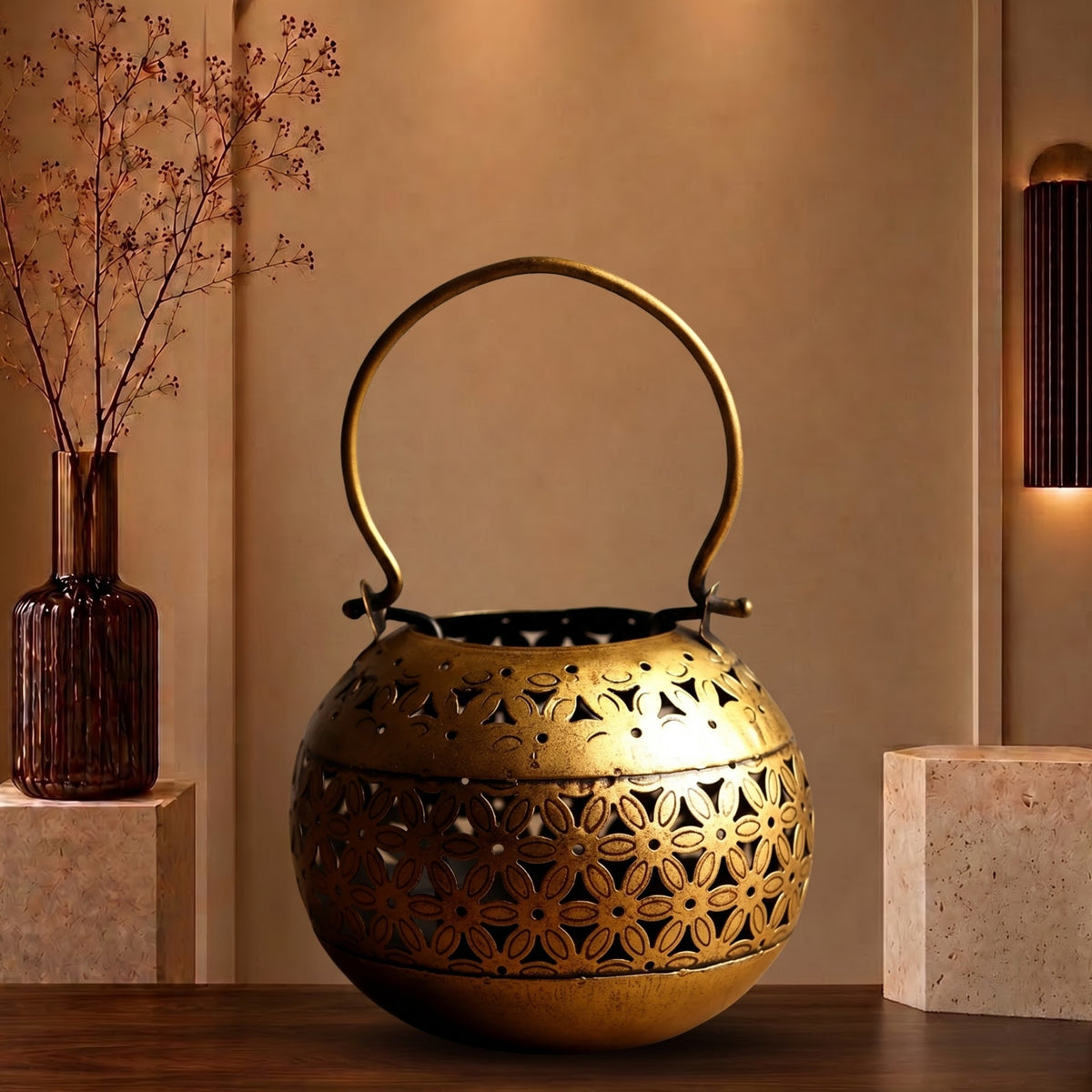Jaali Noor Tea Light Holder - handcrafted decor by Yura Designs