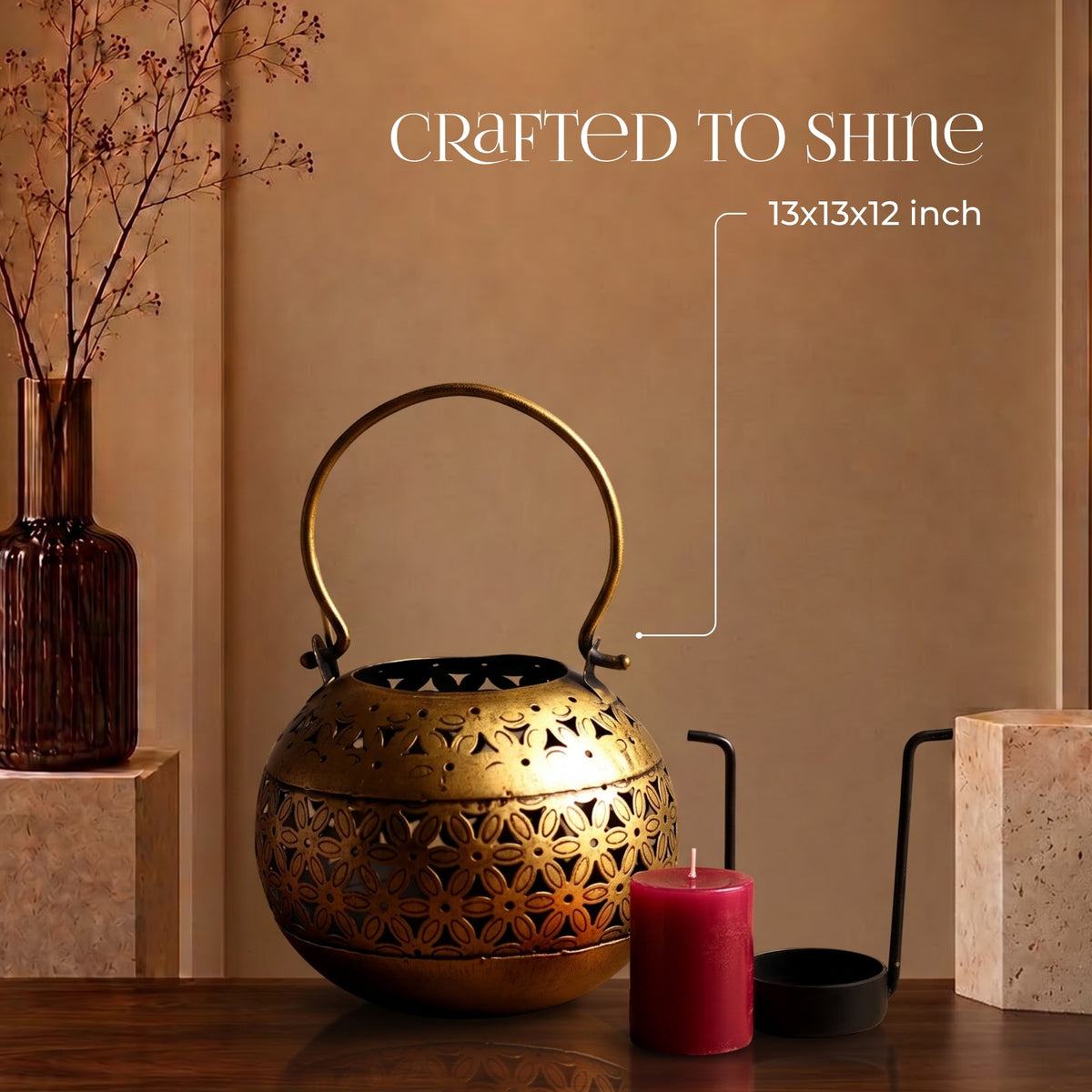 Jaali Noor Tea Light Holder - handcrafted decor by Yura Designs