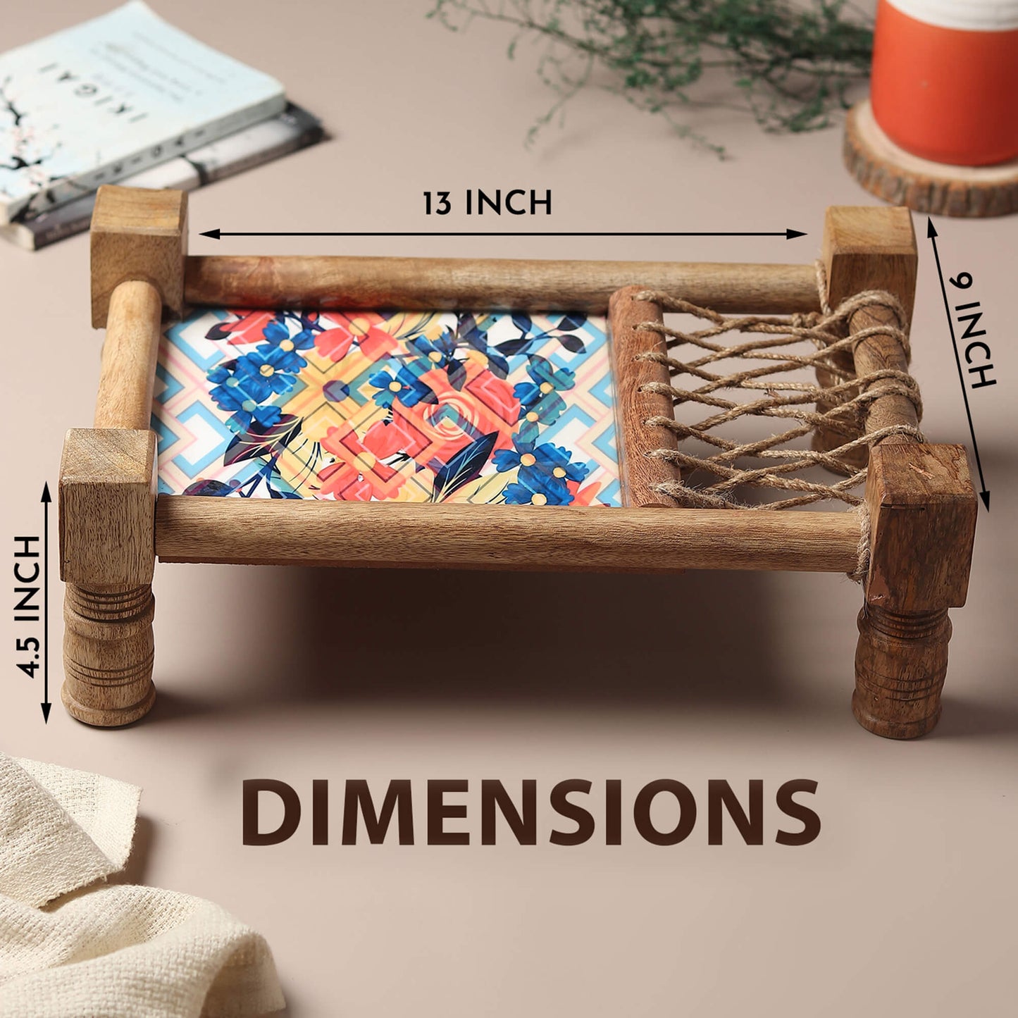 Wooden Khaat Styled Serving Platter + Wooden Serving Platter with Dip