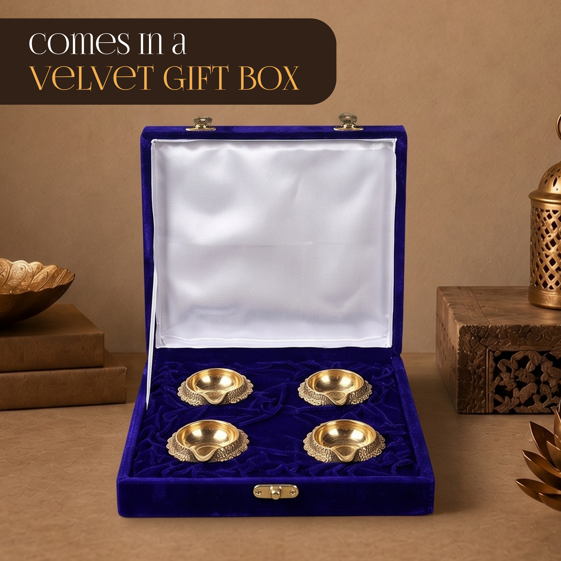 Kuber Brass Diyas Set 4 - handcrafted decor by Yura Designs
