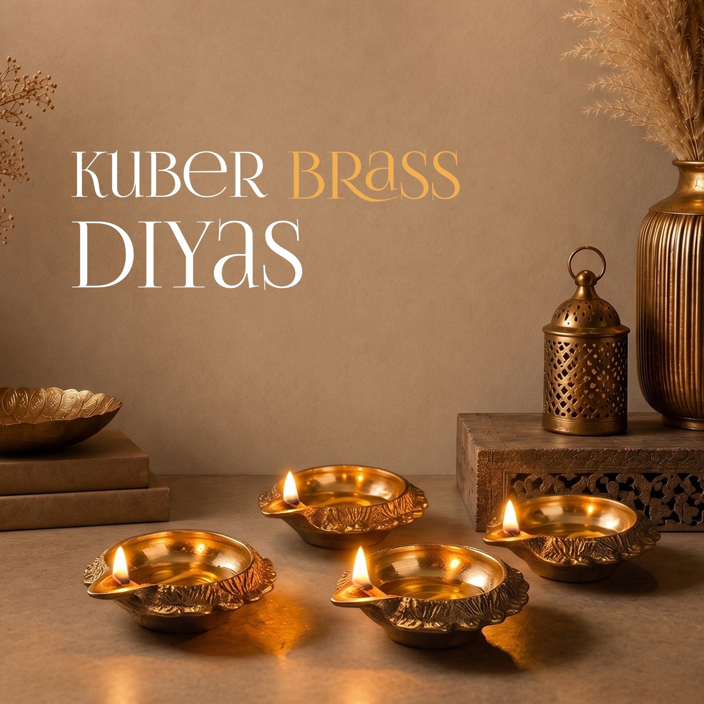 Kuber Brass Diyas Set 4 - handcrafted decor by Yura Designs