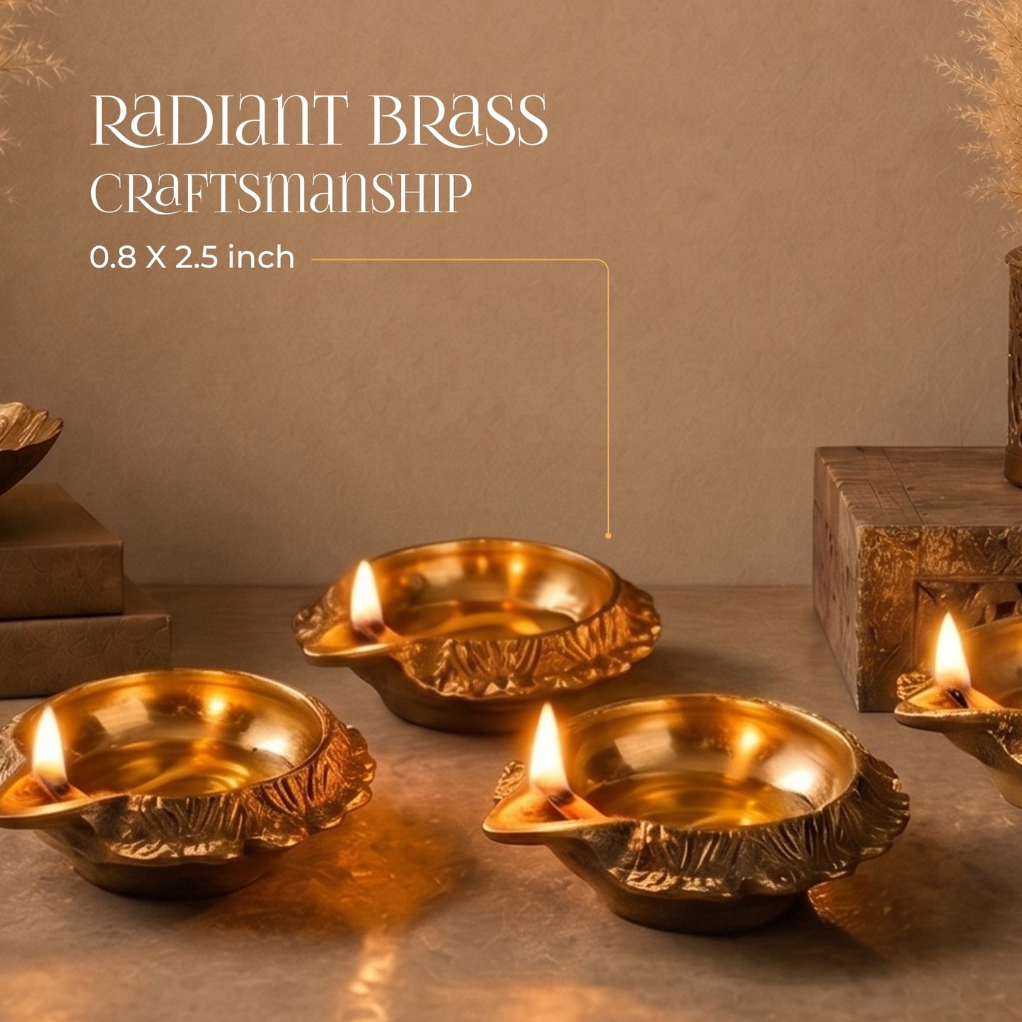Kuber Brass Diyas Set 4 - handcrafted decor by Yura Designs