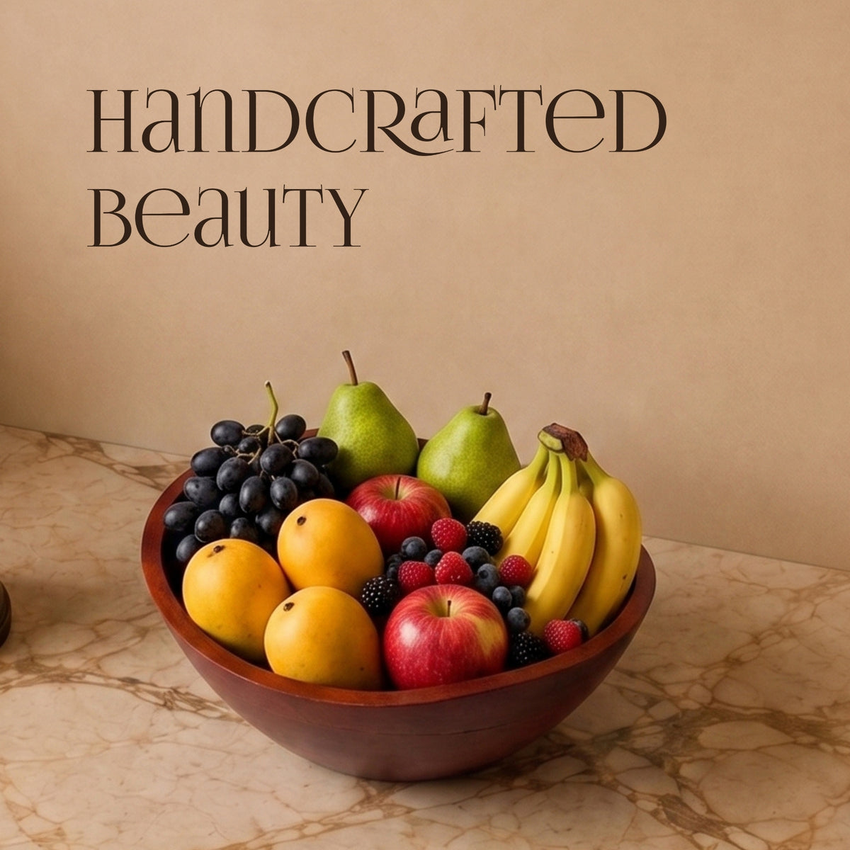 Large Wooden Bowl Premium Mango Wood - handcrafted decor by Yura Designs