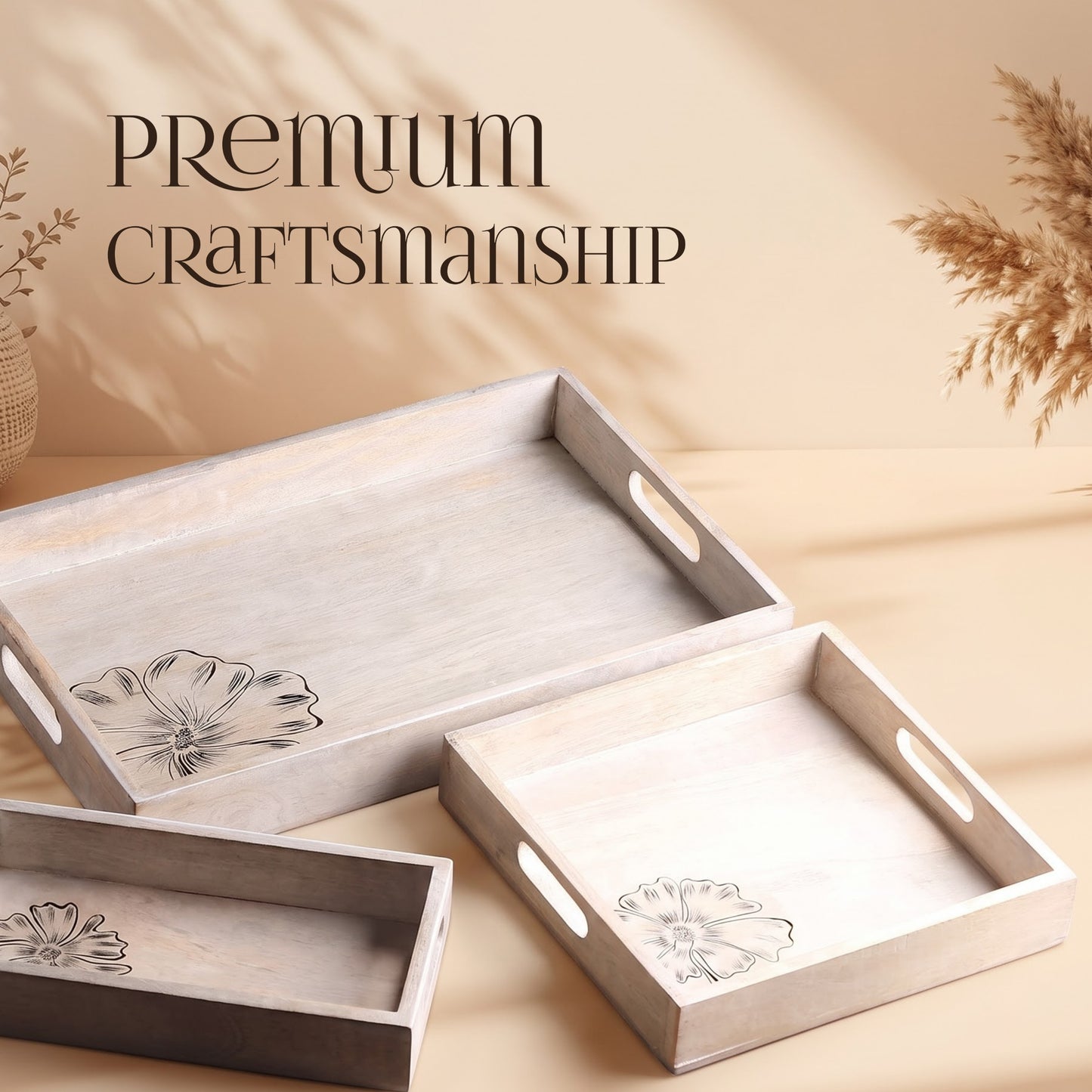 Luxe Craft Wooden Trays [Set of 3]