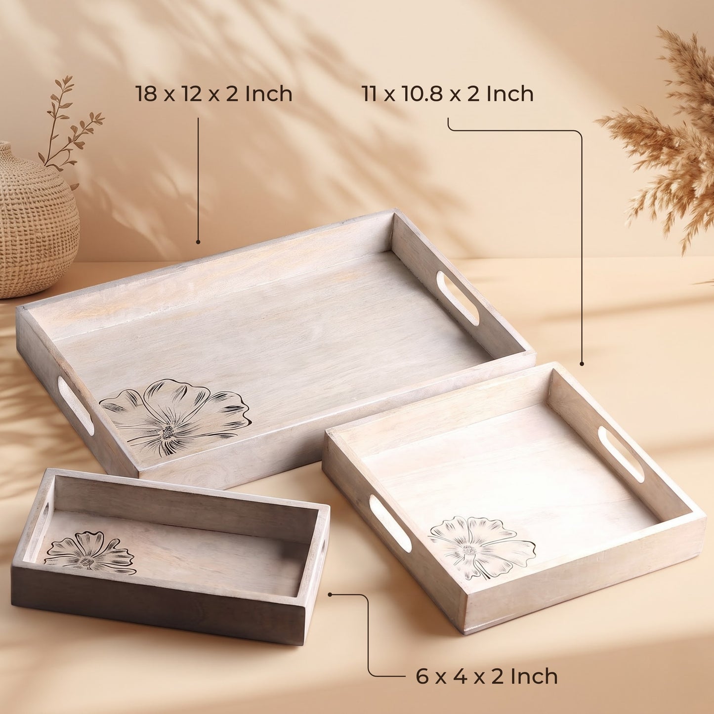 Luxe Craft Wooden Trays [Set of 3]