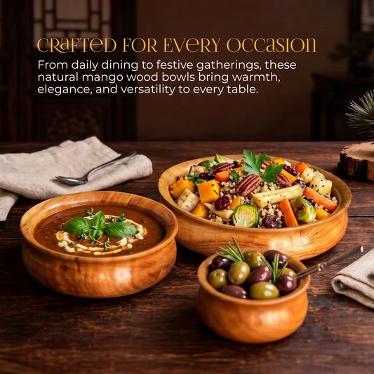 Multipurpose Wooden Serving Bowls (Set of 3)