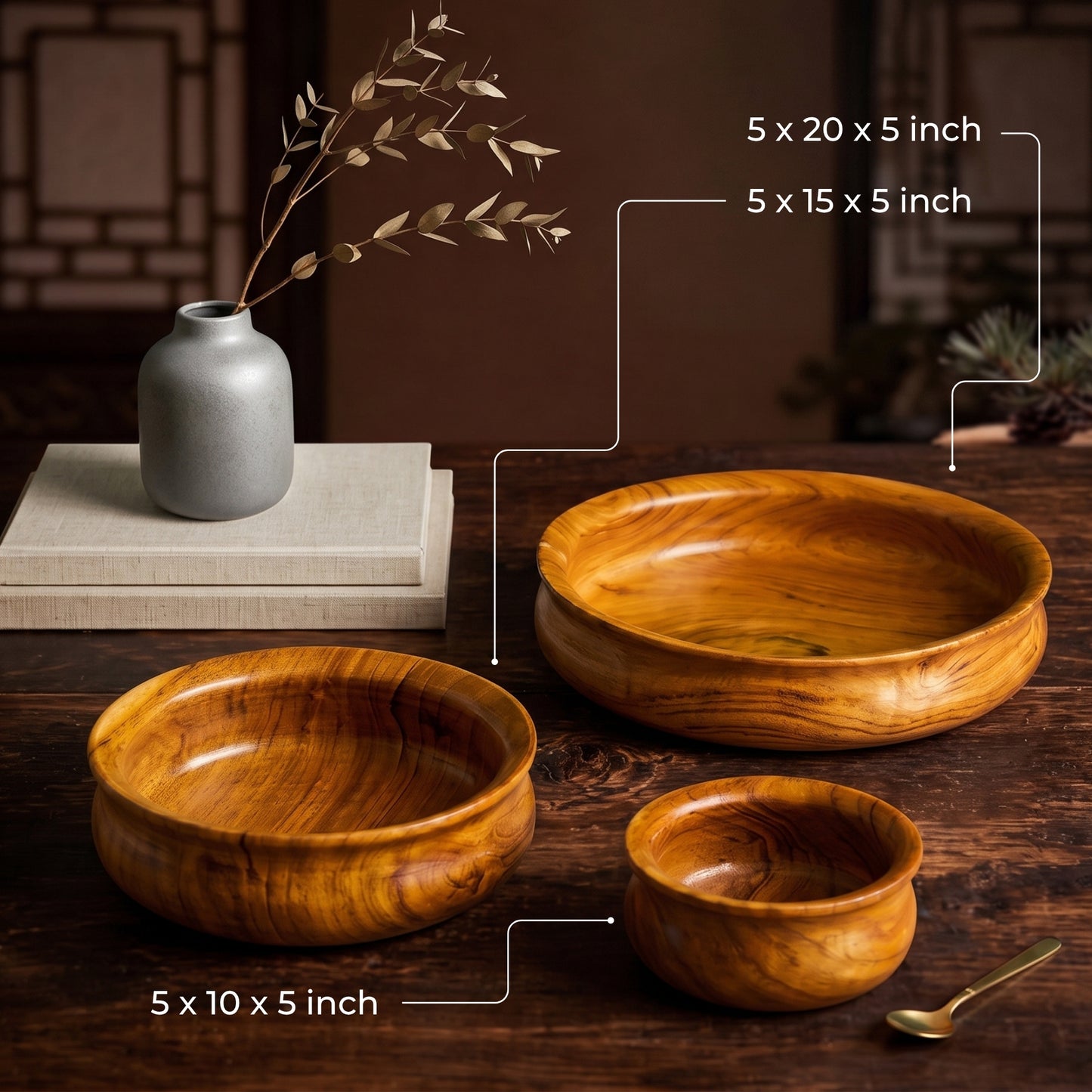 Multipurpose Wooden Serving Bowls (Set of 3)