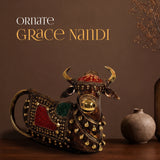 Ornate Brass Nandi - handcrafted decor by Yura Designs