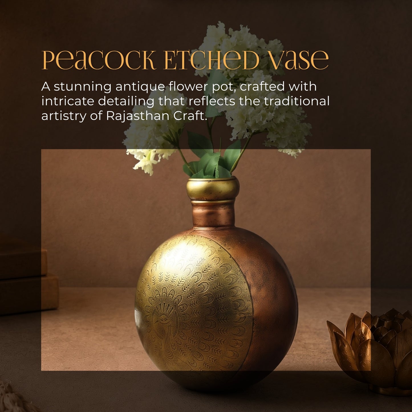 Peacock Etched Vase