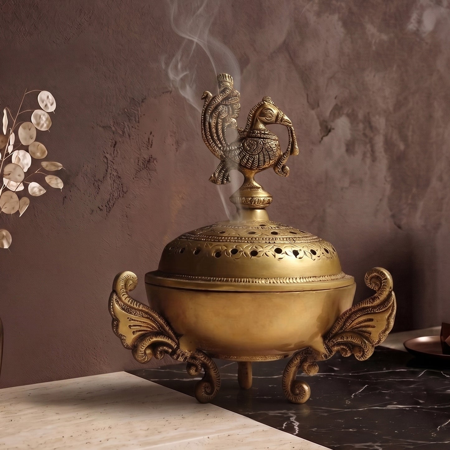 Peacock Aura Handcrafted Brass Aroma Diffuser